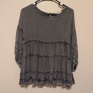 Knitted & Knotted Boho Peasant Top – Size Small